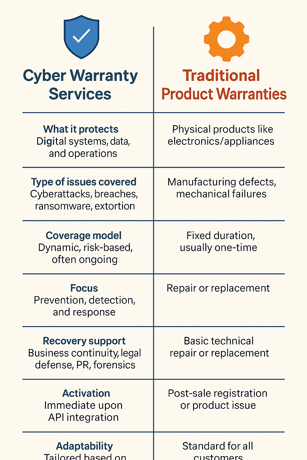 What Are the Key Differences Between Cyber Warranty Services and Product Warranties?